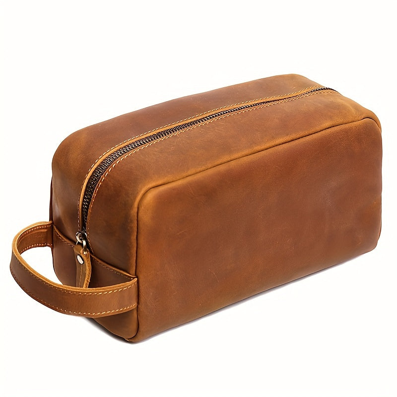 Men's Vintage Genuine Leather Make-Up Bag, Toiletry Bags