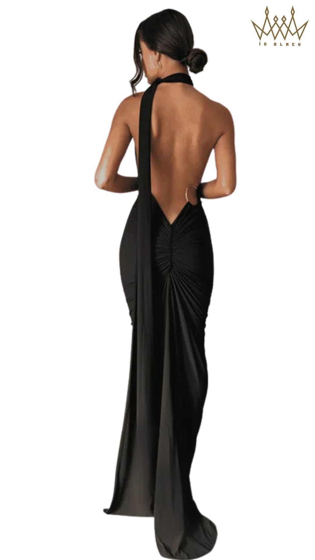 dress in black Fashion Elegant  Dress for Women Sexy One Shoulder Bodycon Slim Pleated Solid Backless Dresses Party Club Clothes