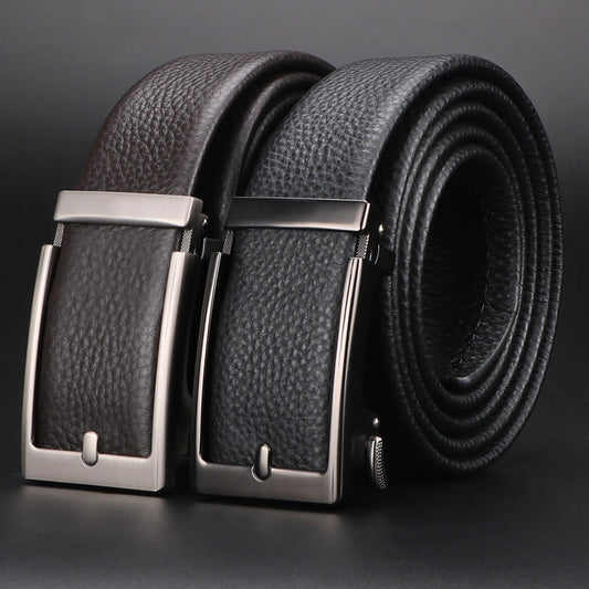 Premium Top Layer Cowhide Men's Belt - Soft, Durable & Stylish with Automatic Buckle for Business Wear