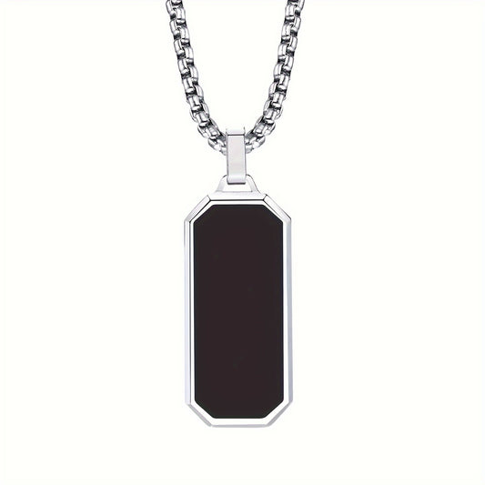 Stainless Steel Necklace, Men's Simple Black Drip Oil Stainless Steel Pendant, Men's Personality Gift