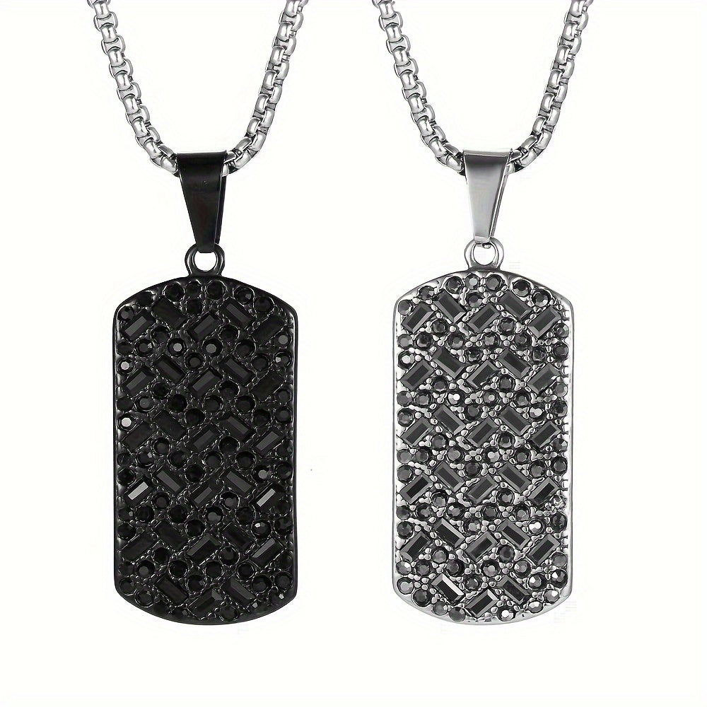 Stainless Steel Square Pendant Necklace For Men