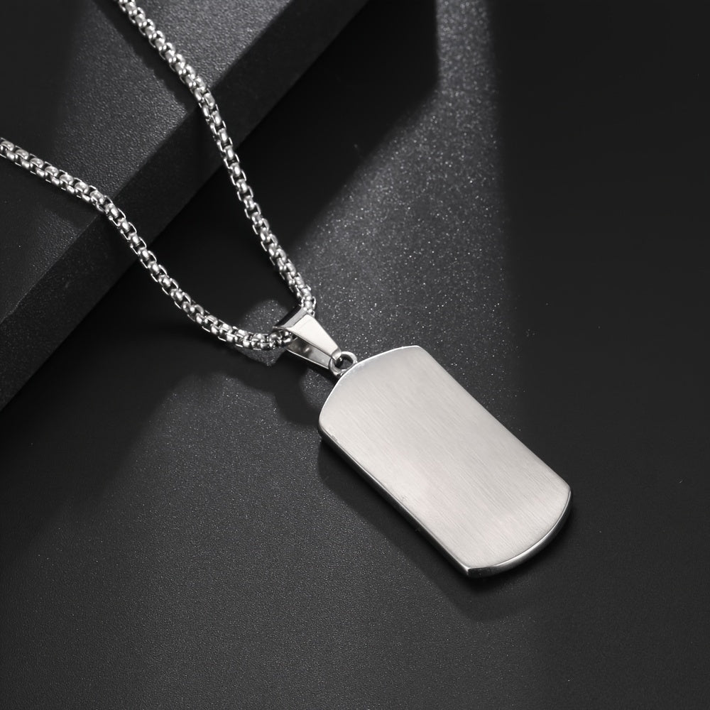 Stainless Steel Square Pendant Necklace For Men