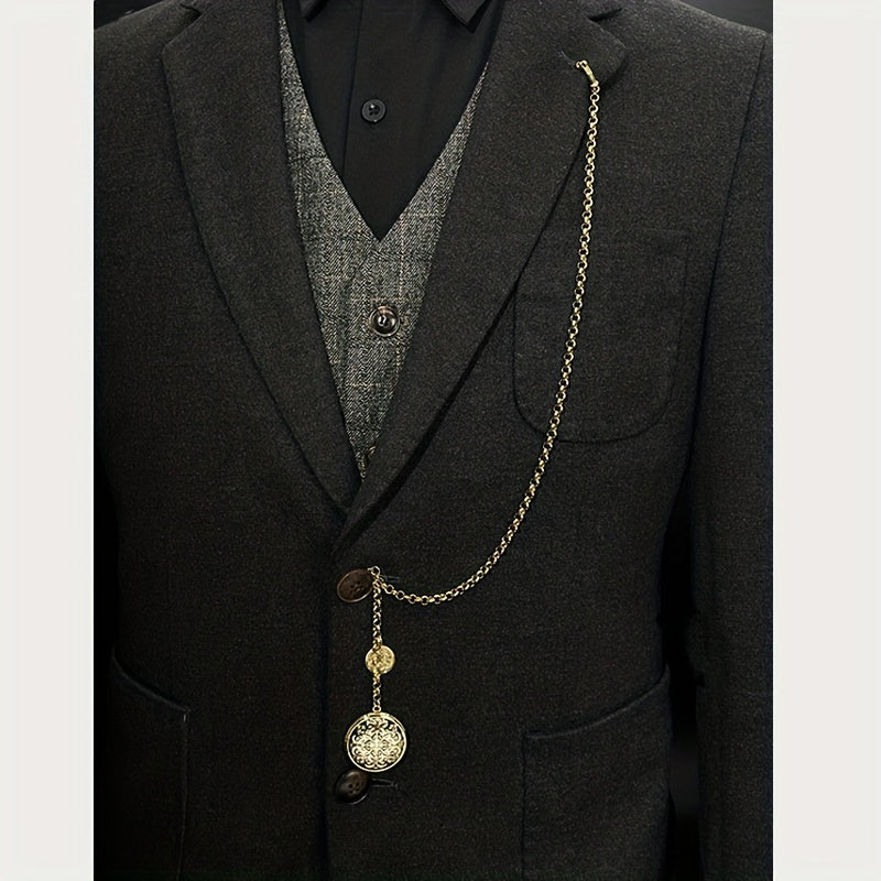 Multi-purpose Retro Vest Chain Men's Suit Brooch Lapel Pin Accessories Lapel Chain With Photo Box