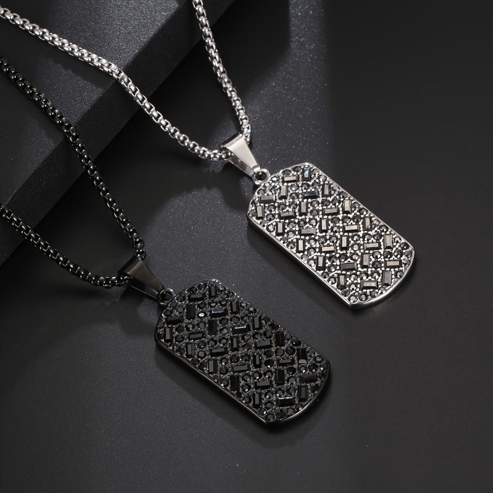 Stainless Steel Square Pendant Necklace For Men