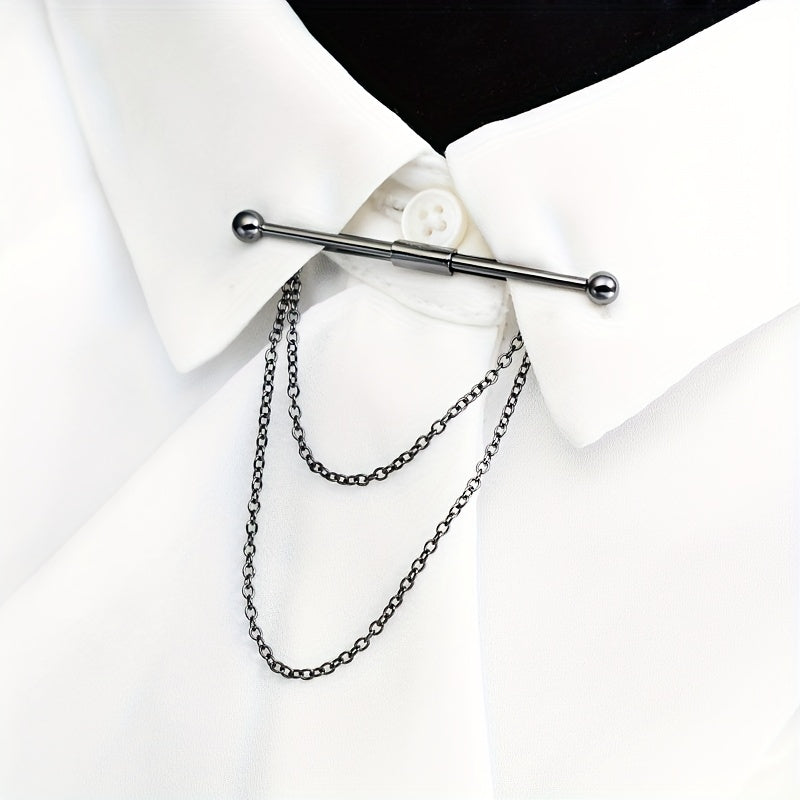 IN BLACK Various Types Of Shirt Collars, Collar Clips, Tassel Ties, Tie Bars, Collar Pins, Brooches, Suit Collar Pins, Golden Silky Scarf Clips, And Korean Clips.