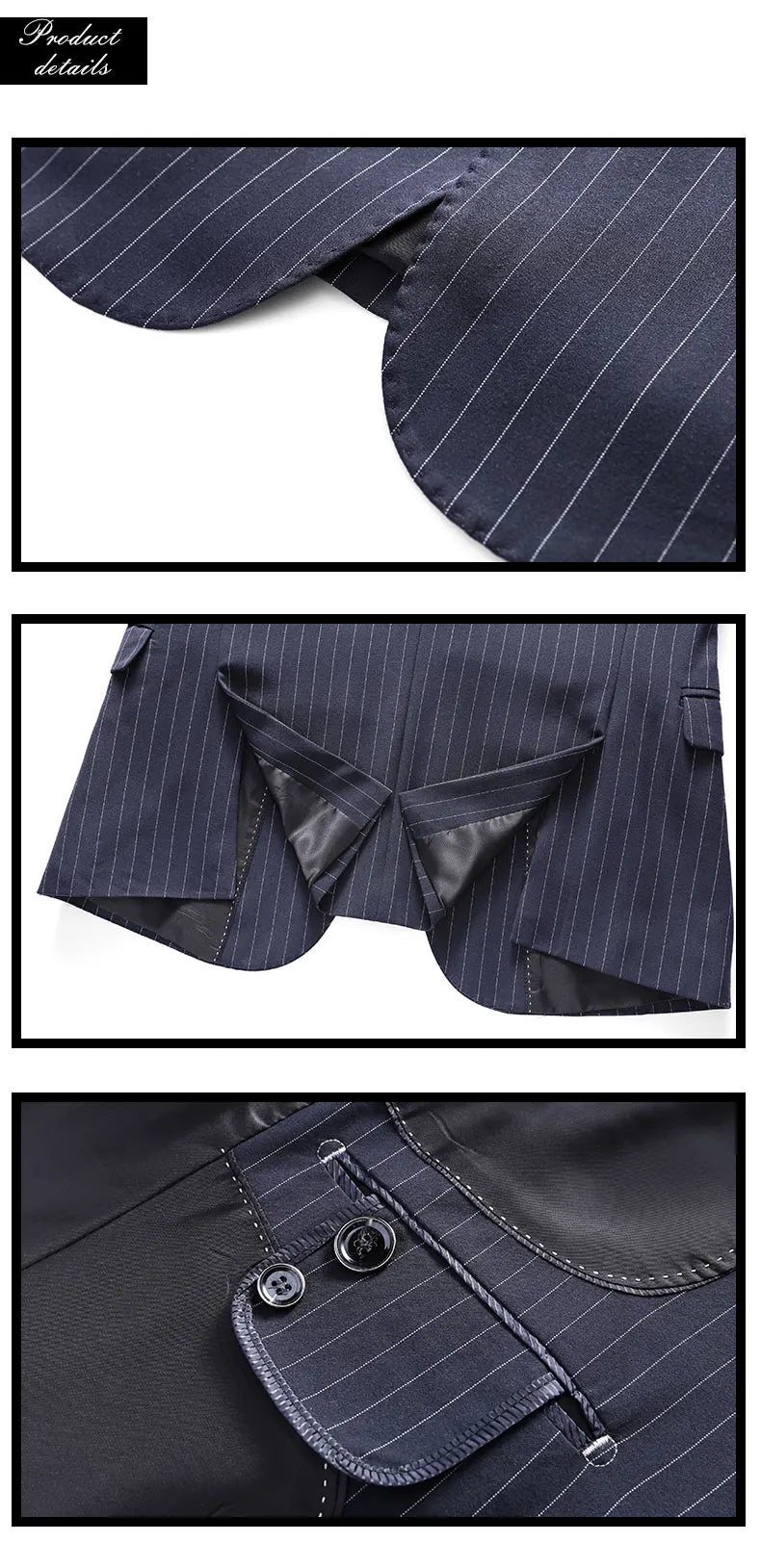 ( Jacket + Vest + Pants ) Prom Groom Tuxedos Latest Designs Male Wedding Suits 3Pcs Set Men's striped casual business suit