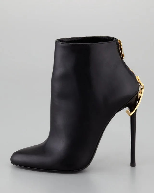 Hot Sale Winter Sexy Black Heel Ankle Boots Stilettos High Heels Back Zip Gladiator Shoes Woman Motorcycle Boots Tide