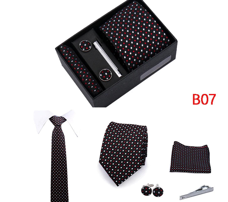 Jacquard Necktie Hanky Cufflink Set Tie Clip For Men Gravatas Business Wedding