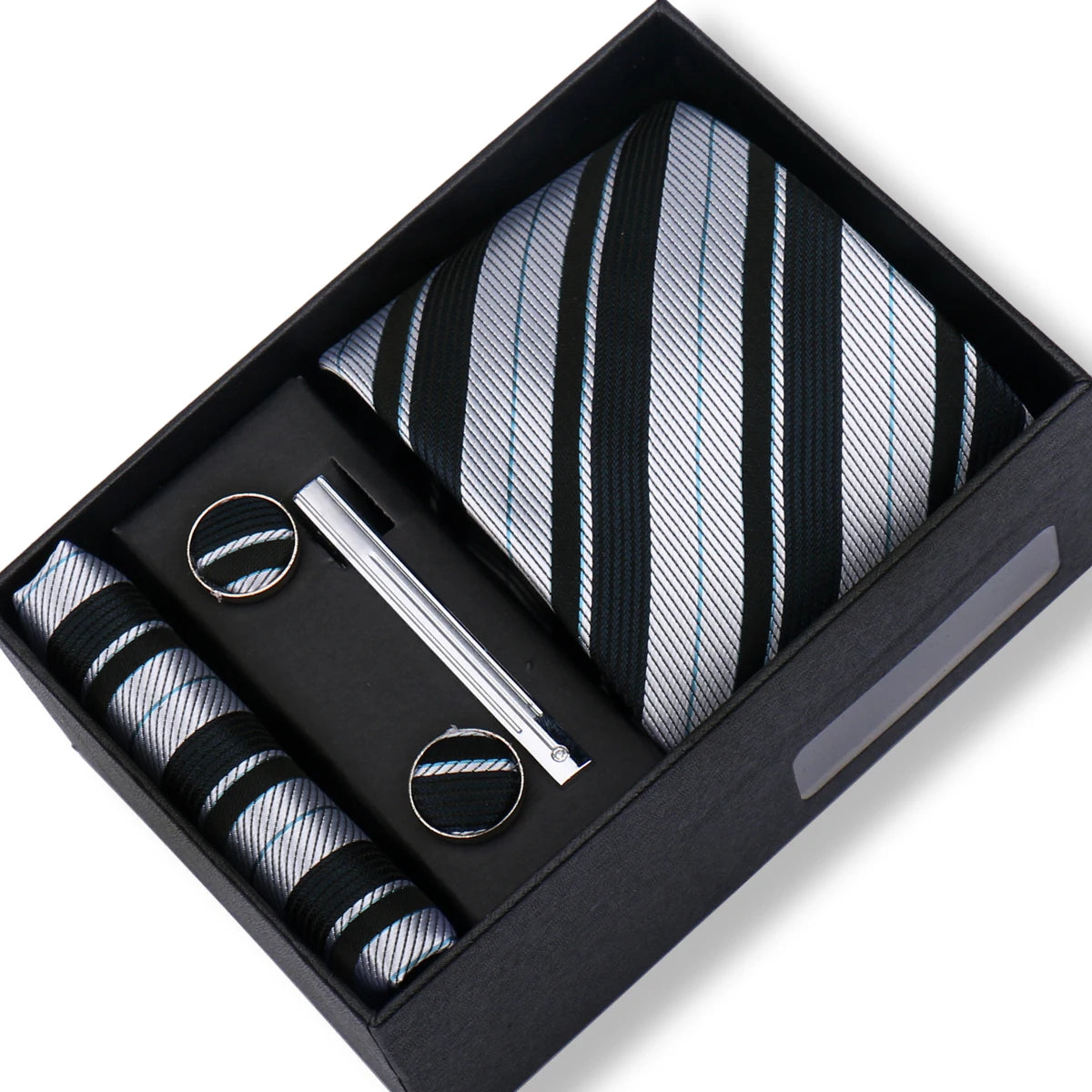 Jacquard Necktie Hanky Cufflink Set Tie Clip For Men Gravatas Business Wedding