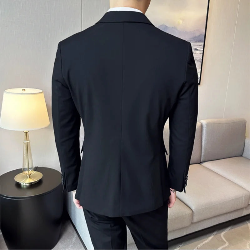 Plus Size 6XL 5XL British Style Double Breasted Design Groom Dress Men Wedding Party Suit Slim Fit Business Suits 3 Pieces Set