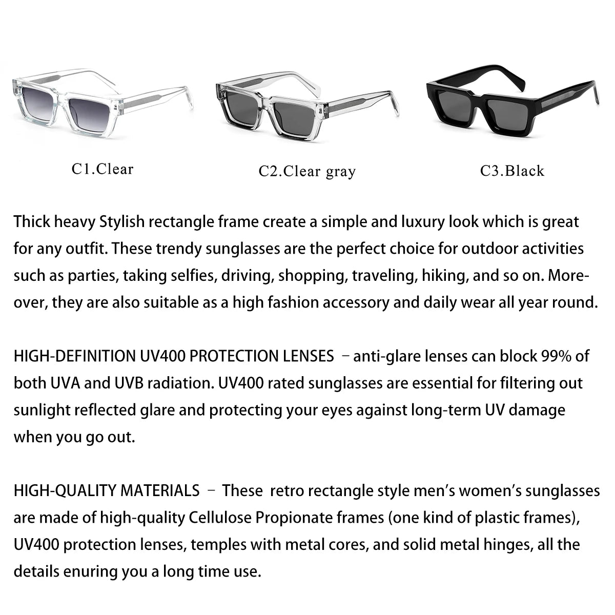 Ruiao retro thick rectangle sunglasses high quality luxury man sunglasses shades designer women sun glasses 2024 square glasses