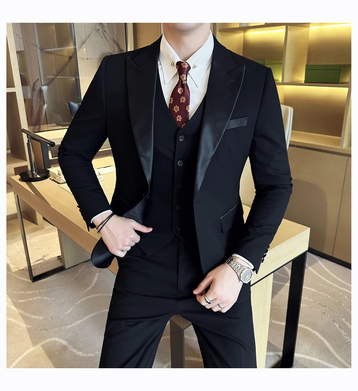 Plus Size 6XL 5XL British Style Double Breasted Design Groom Dress Men Wedding Party Suit Slim Fit Business Suits 3 Pieces Set