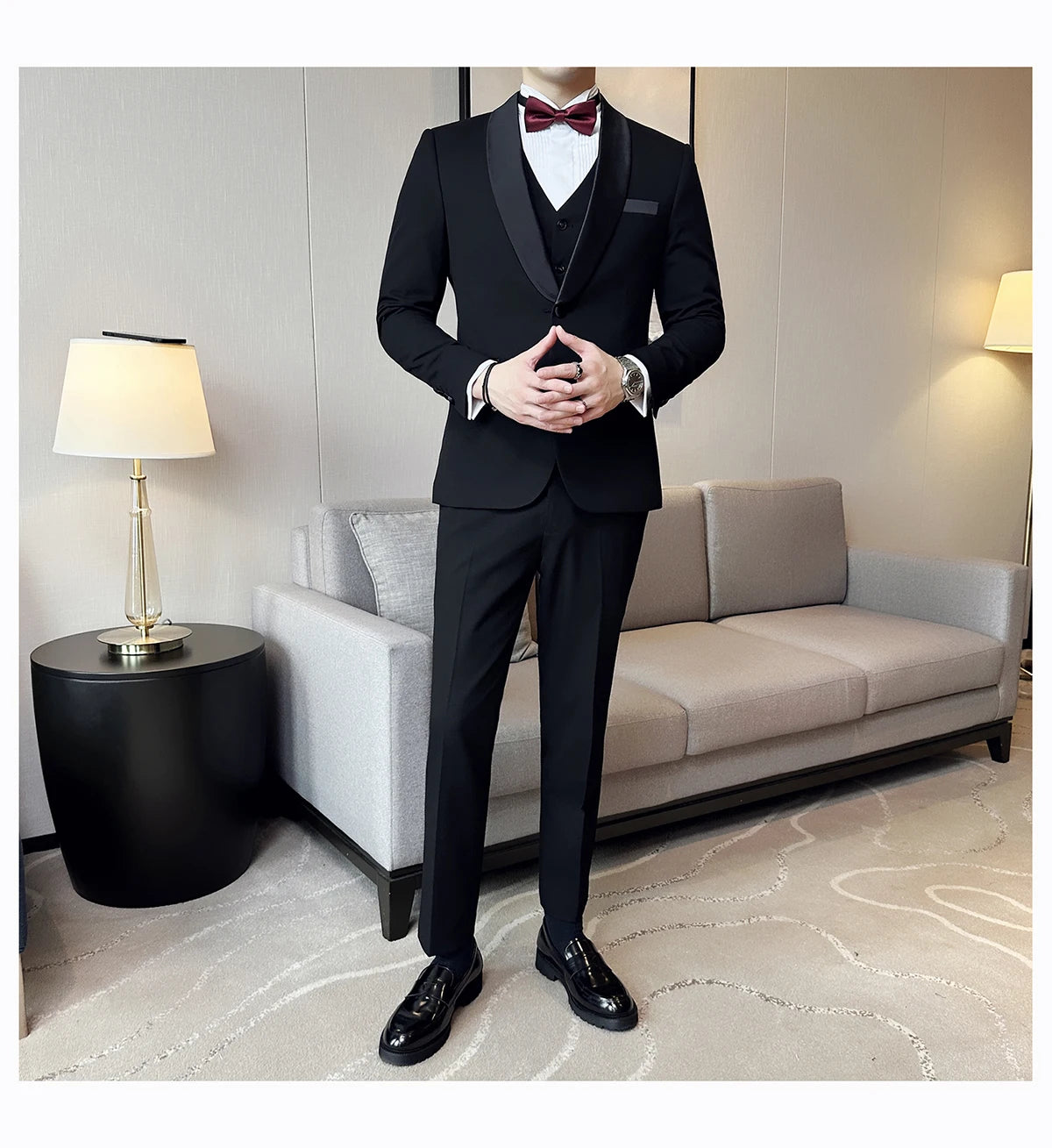 Plus Size 6XL 5XL British Style Double Breasted Design Groom Dress Men Wedding Party Suit Slim Fit Business Suits 3 Pieces Set