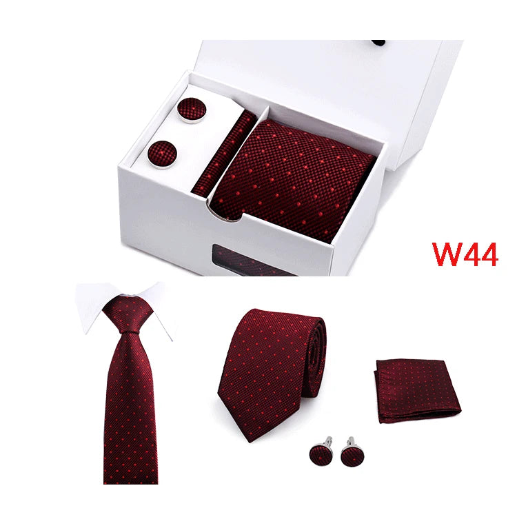 Mens Tie Set In A Box Paisley Ties For Men Gifts Luxury Necktie Pocket Square Cufflinks Wedding Business Formal Suit Tie