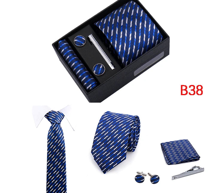 Jacquard Necktie Hanky Cufflink Set Tie Clip For Men Gravatas Business Wedding