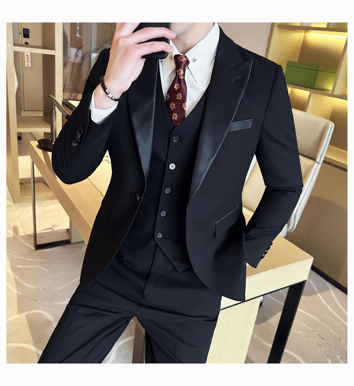 Plus Size 6XL 5XL British Style Double Breasted Design Groom Dress Men Wedding Party Suit Slim Fit Business Suits 3 Pieces Set