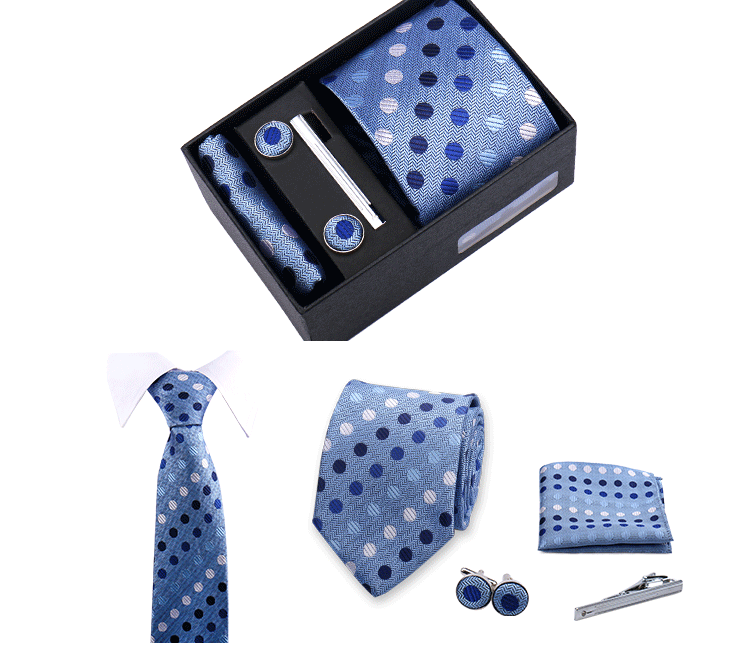 Jacquard Necktie Hanky Cufflink Set Tie Clip For Men Gravatas Business Wedding