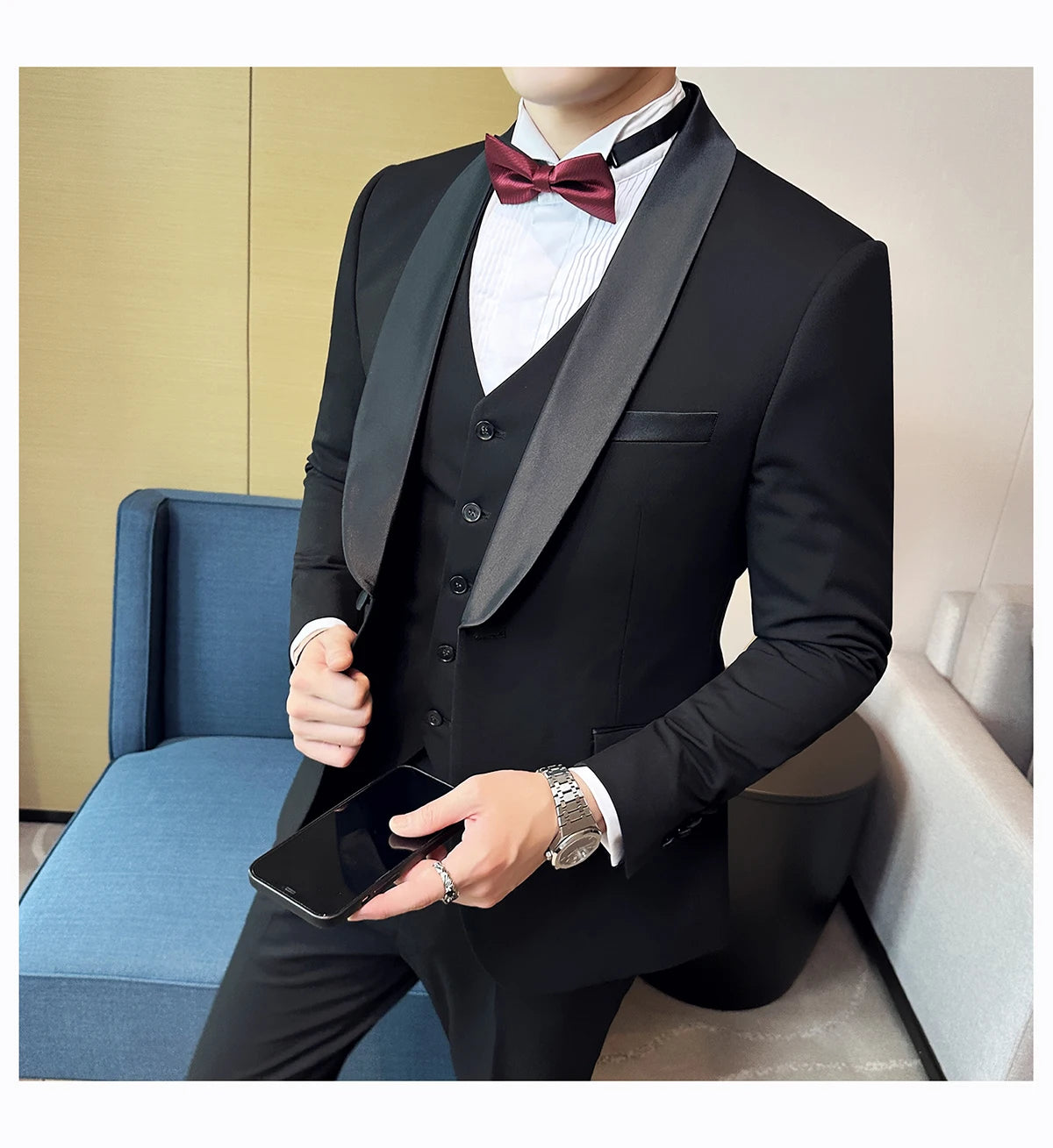 Plus Size 6XL 5XL British Style Double Breasted Design Groom Dress Men Wedding Party Suit Slim Fit Business Suits 3 Pieces Set