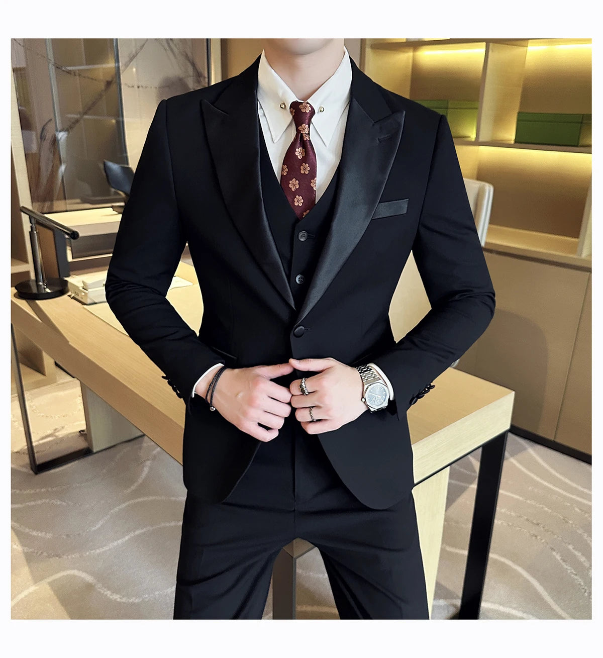 Plus Size 6XL 5XL British Style Double Breasted Design Groom Dress Men Wedding Party Suit Slim Fit Business Suits 3 Pieces Set