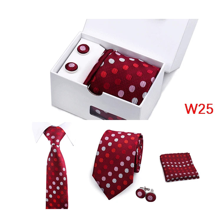 Mens Tie Set In A Box Paisley Ties For Men Gifts Luxury Necktie Pocket Square Cufflinks Wedding Business Formal Suit Tie