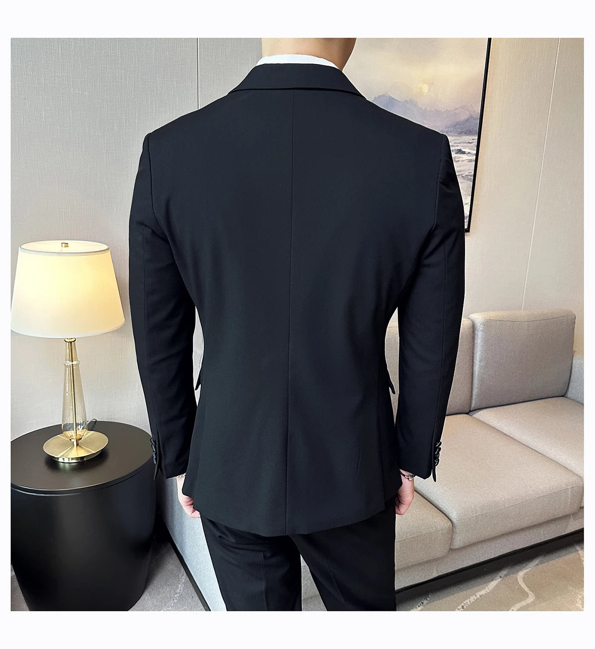 Plus Size 6XL 5XL British Style Double Breasted Design Groom Dress Men Wedding Party Suit Slim Fit Business Suits 3 Pieces Set