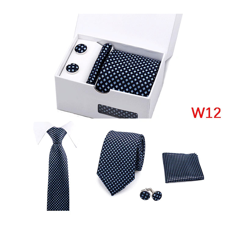 Mens Tie Set In A Box Paisley Ties For Men Gifts Luxury Necktie Pocket Square Cufflinks Wedding Business Formal Suit Tie