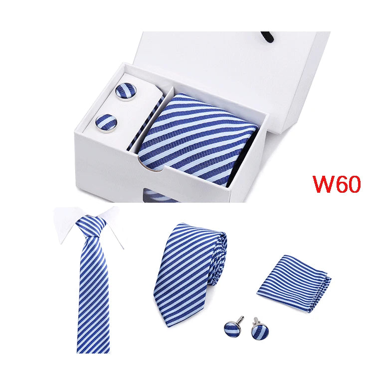 Mens Tie Set In A Box Paisley Ties For Men Gifts Luxury Necktie Pocket Square Cufflinks Wedding Business Formal Suit Tie