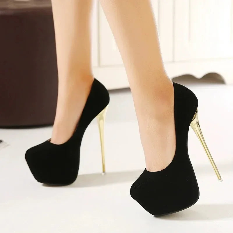 Women High Heels Pumps Fashion Flock Womens Sandals Platform Wedding Pumps Casual Thin Heels Womens Shoes Heels