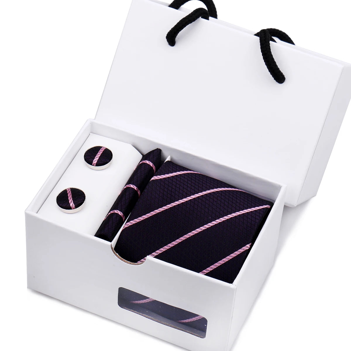 IN BLACK Mens Tie Set In A Box Paisley Ties For Men Gifts Luxury Necktie Pocket Square Cufflinks Wedding Business Formal Suit Tie