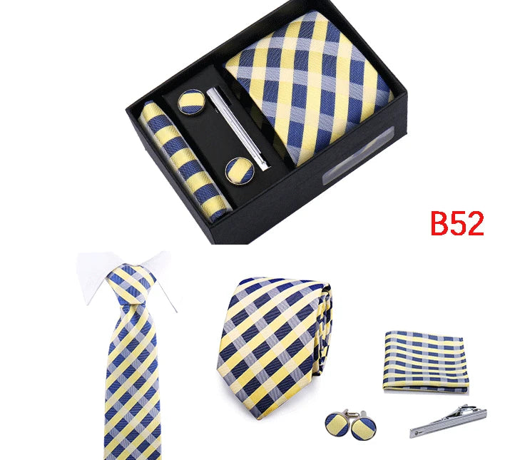 Jacquard Necktie Hanky Cufflink Set Tie Clip For Men Gravatas Business Wedding