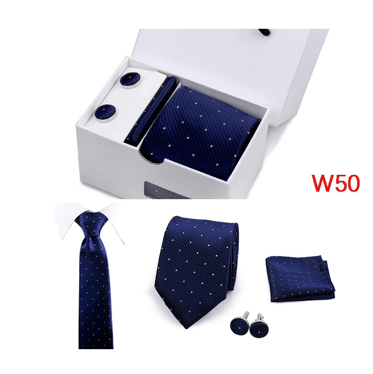 Mens Tie Set In A Box Paisley Ties For Men Gifts Luxury Necktie Pocket Square Cufflinks Wedding Business Formal Suit Tie