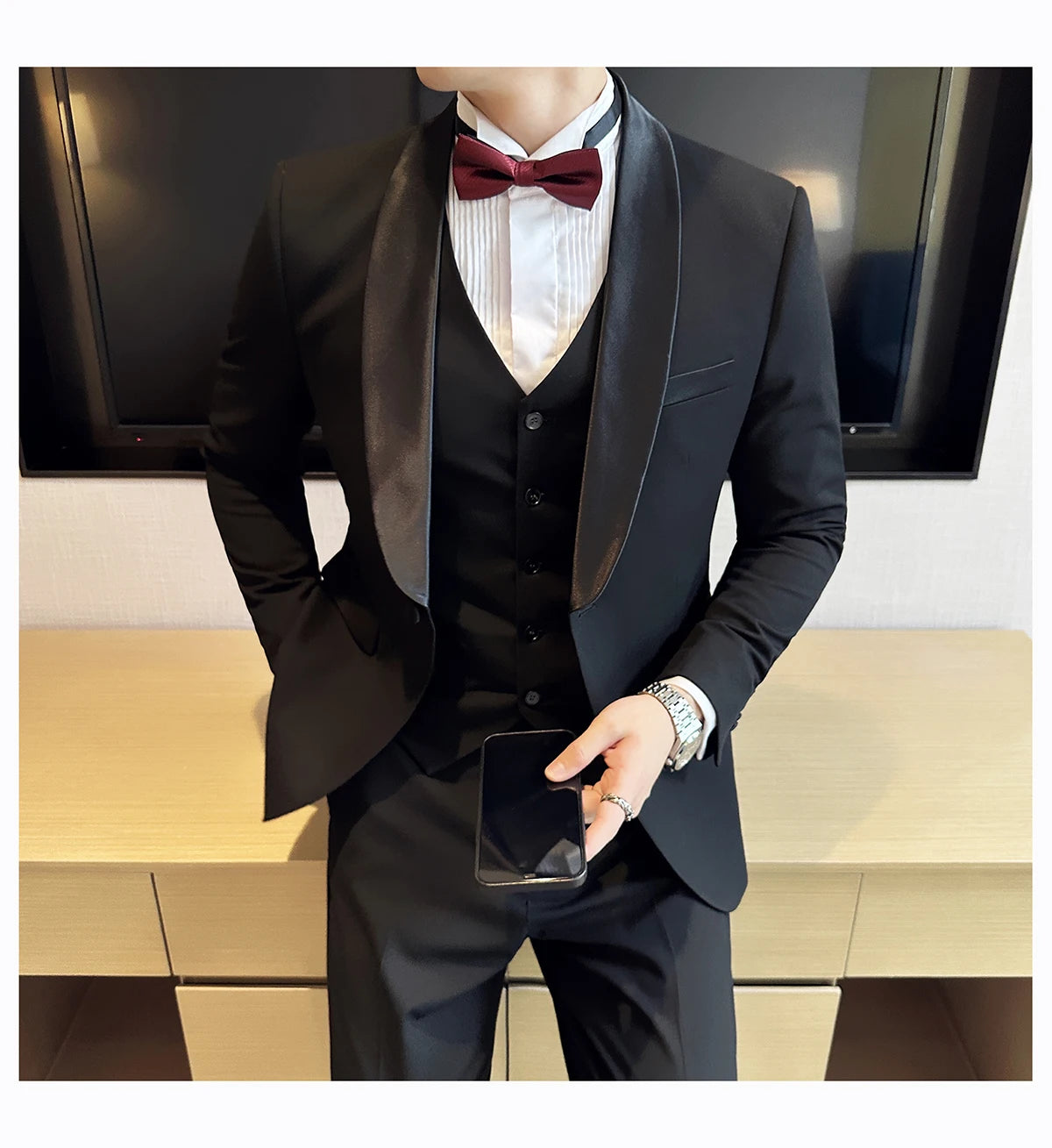 Plus Size 6XL 5XL British Style Double Breasted Design Groom Dress Men Wedding Party Suit Slim Fit Business Suits 3 Pieces Set