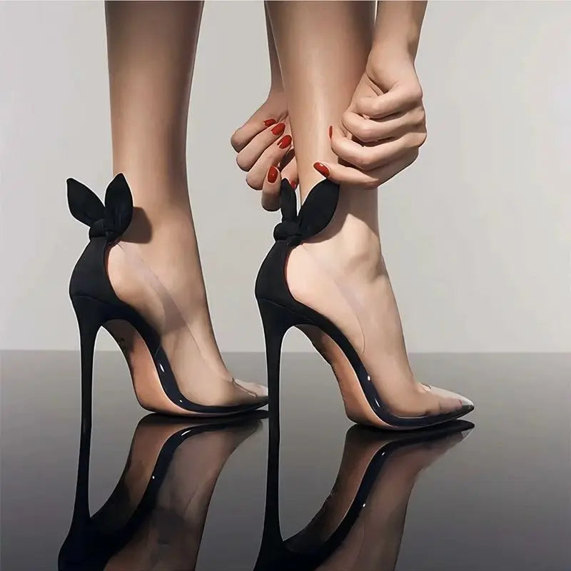 2024 New Bed High Heels Sexy Shallow Mouth Rabbit Ears Pointed Stiletto Heel Professional Single-Layer Shoes Closed Toe Sandals