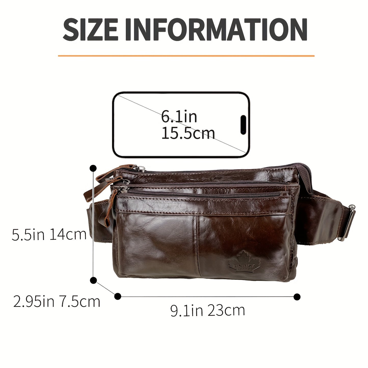 Multi-layer Men's Genuine Leather Waist Bag, Top Layer Cowhide Crossbody Bag Belt Bag For Daily Commuting, Portable Retro Lightweight Fanny Pack Fits All Phone, Business Cash Bags