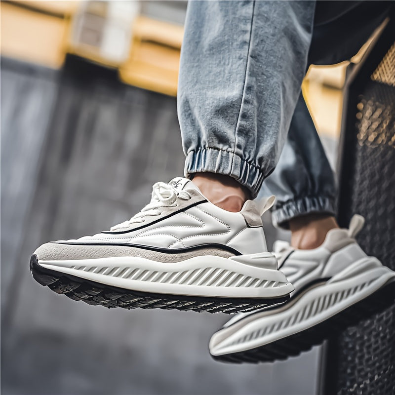 Men's Breathable Summer Sneakers - Trendy, Non-Slip, Height-Boosting Casual Shoes with Lace-Up Design for All Seasons