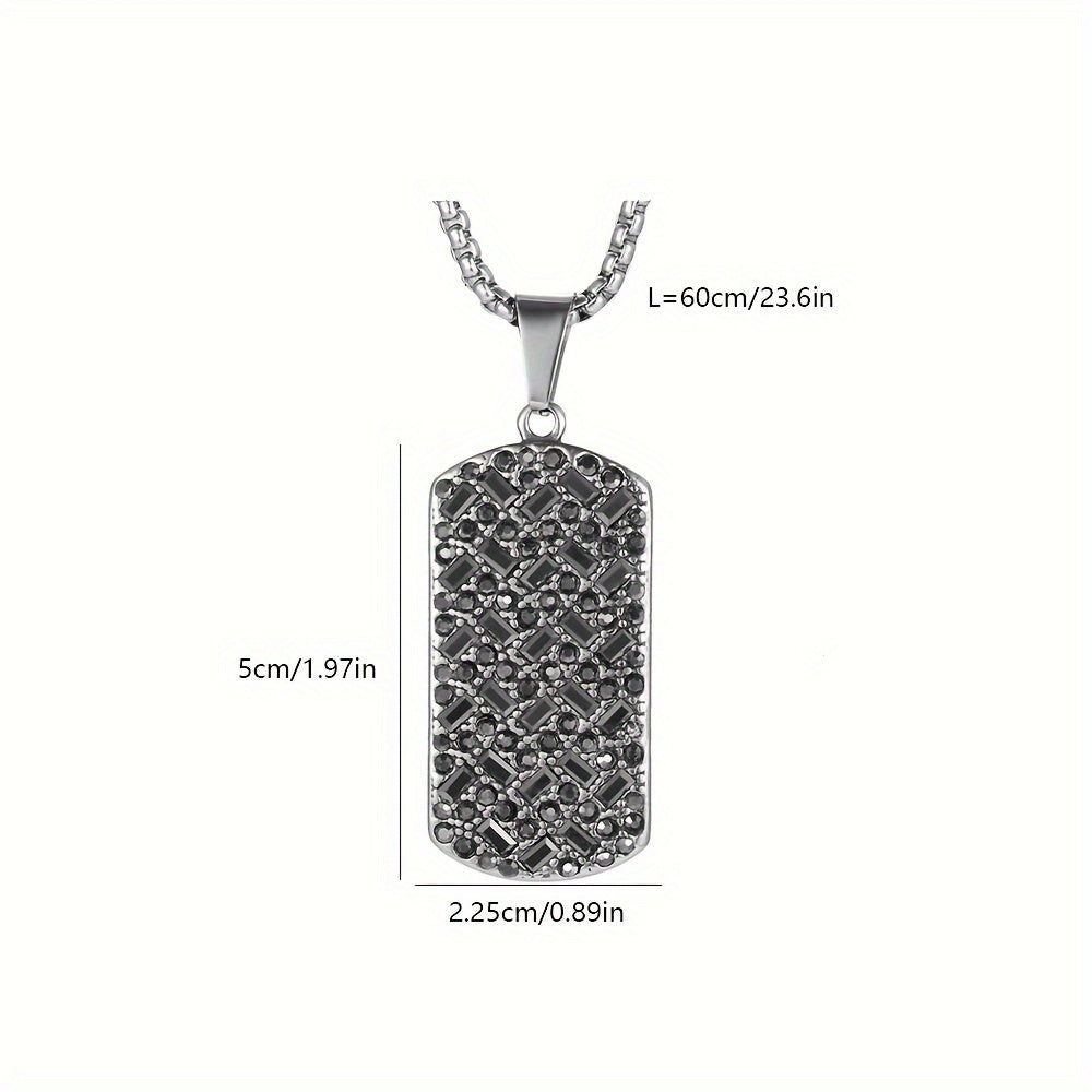 Stainless Steel Square Pendant Necklace For Men