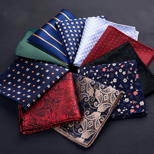 1pc Men's Suit Pocket Towel, Fashion Polyester Trend Accessories, Retro Embroidery Pattern Small Square Towel Handkerchief