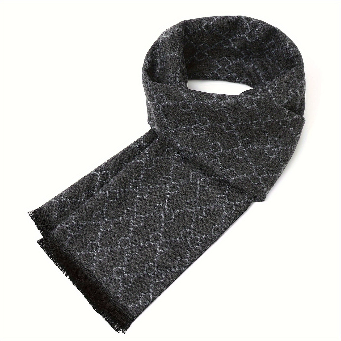 Luxury Color-Block Men's Scarf - Warm, Windproof & Stylish for Fall/Winter Outdoor Activities, Business Negotiations